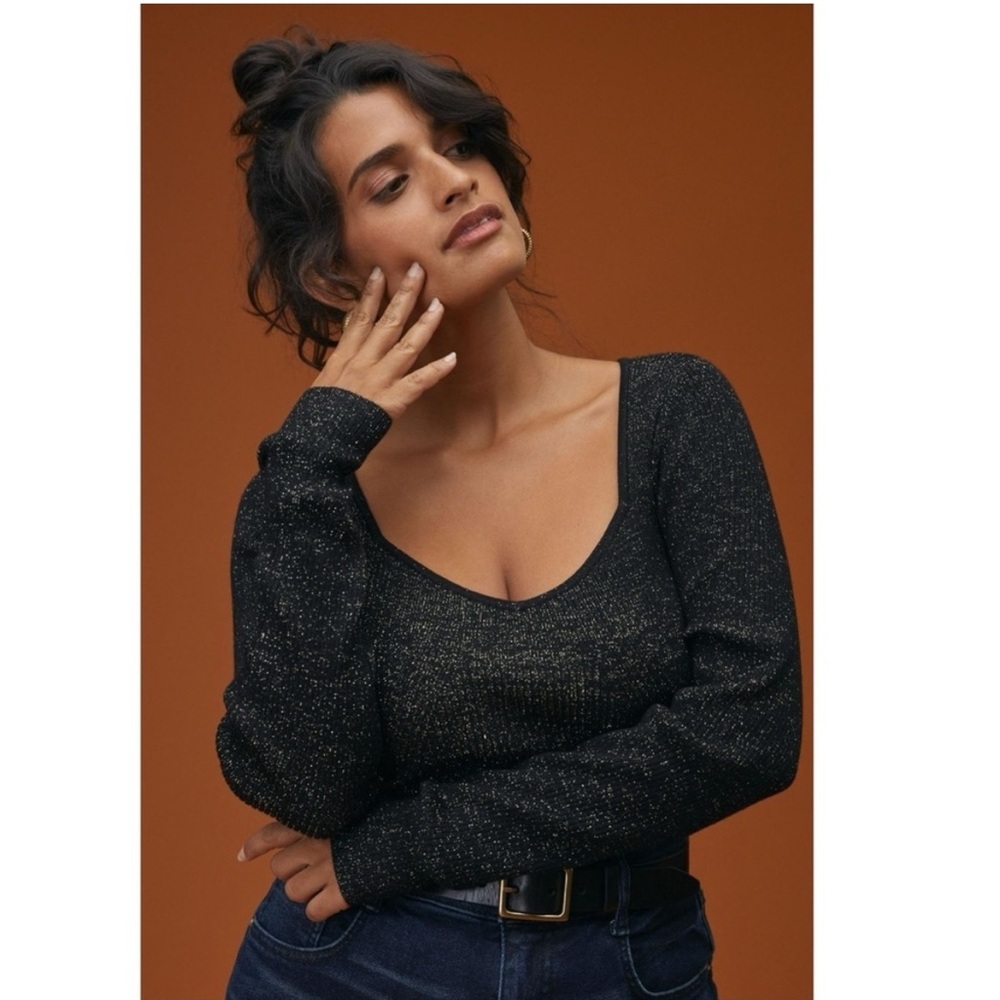 Anthropologie black sparkly top